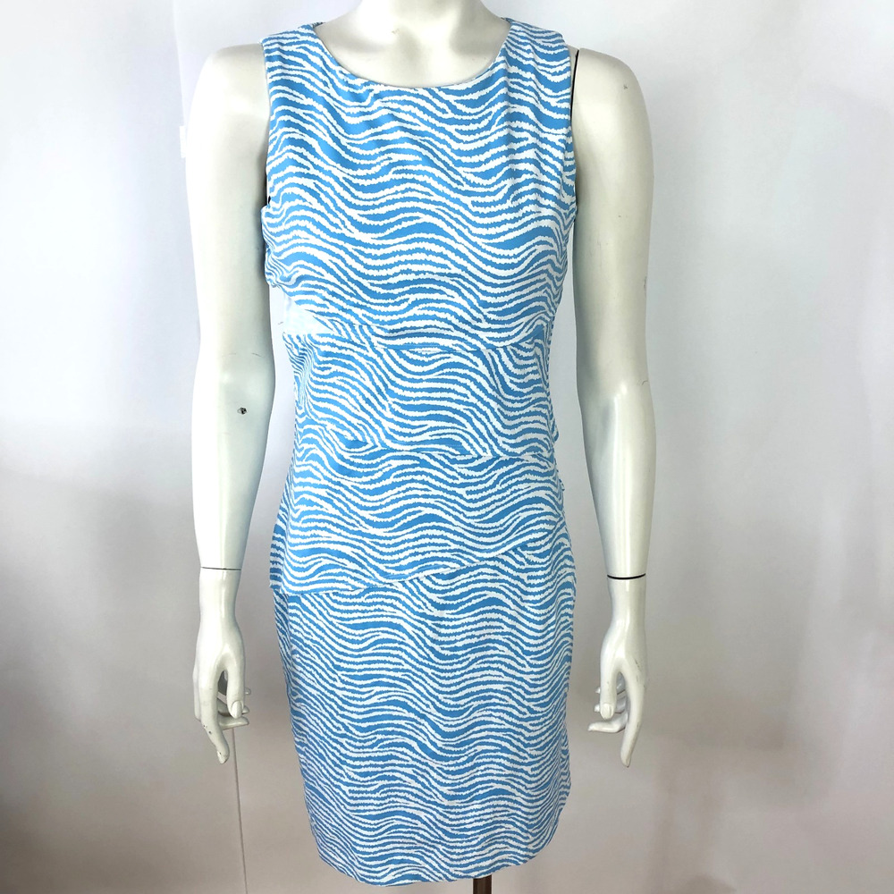 J McLaughlin XS Bodycon Fitted Tiered Nylon Above Knee Dress Blue